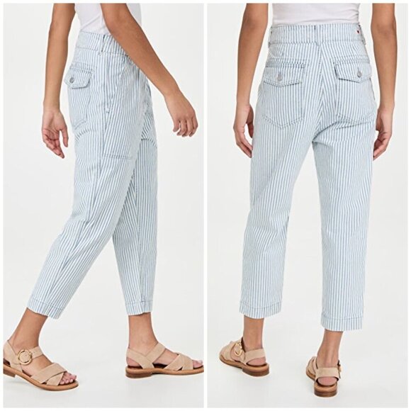 NWT SUNDRY RAILROAD STRIPE POCKET PANT in cherry MSRP $188 women’s 27 - Picture 5 of 12